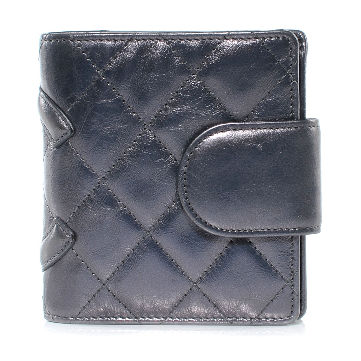 Calfskin Quilted Cambon Bi-Fold Wallet Black