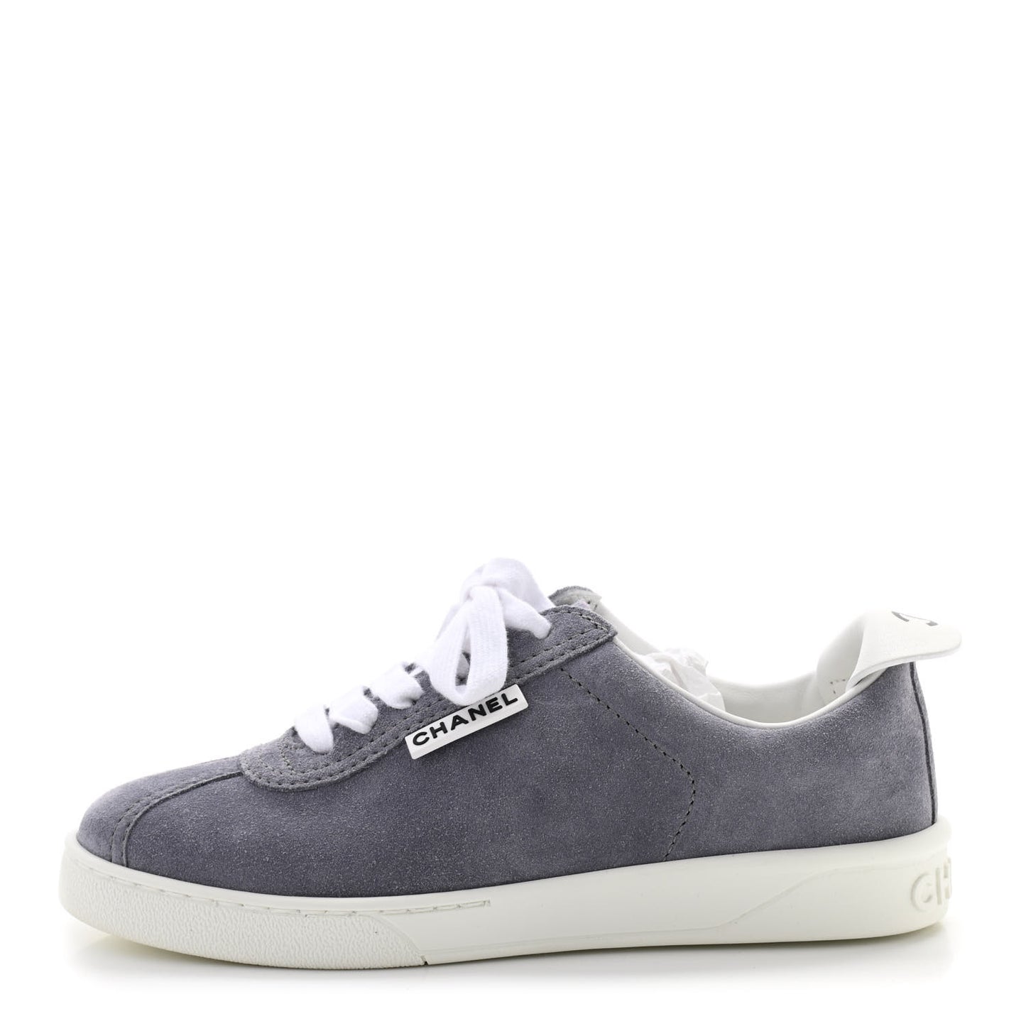 Suede Calfskin Womens Sneakers 35 Dark Gray