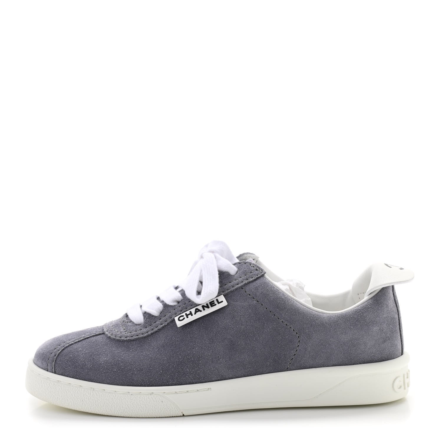 Chanel Suede Calfskin Womens Sneakers 35 Dark Gray 1 of 8