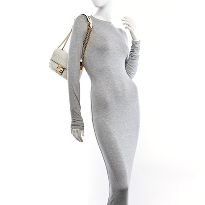 Fendi Nappa Small FF Embossed Midi Chain Baguette White 2 of 10