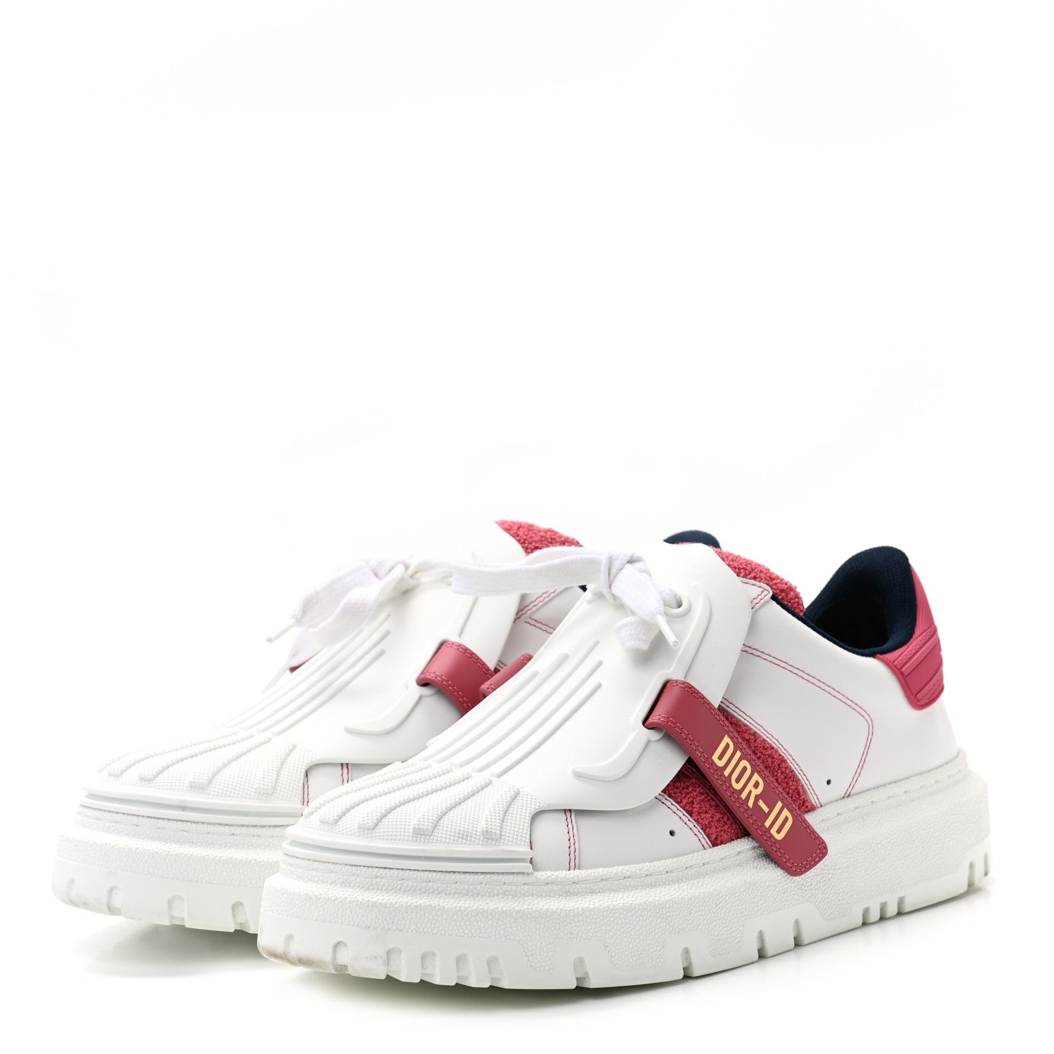 Christian Dior Suede Patent Terry Cloth Dior-ID Platform Sneakers 40 White Framboise 3 of 10