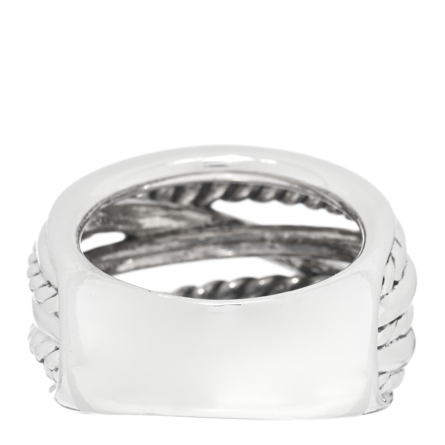 Sterling Silver 18mm Wide Crossover Cable Ring 56 7.5