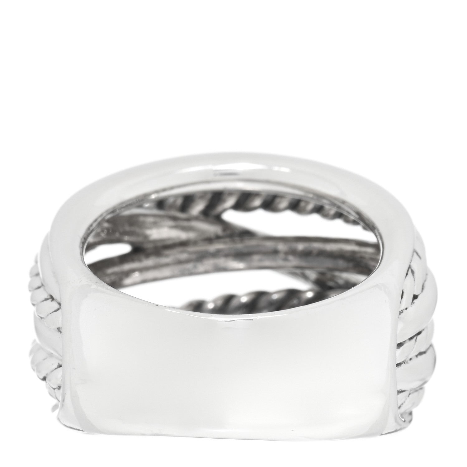 David Yurman Sterling Silver 18mm Wide Crossover Cable Ring 56 7.5 3 of 4