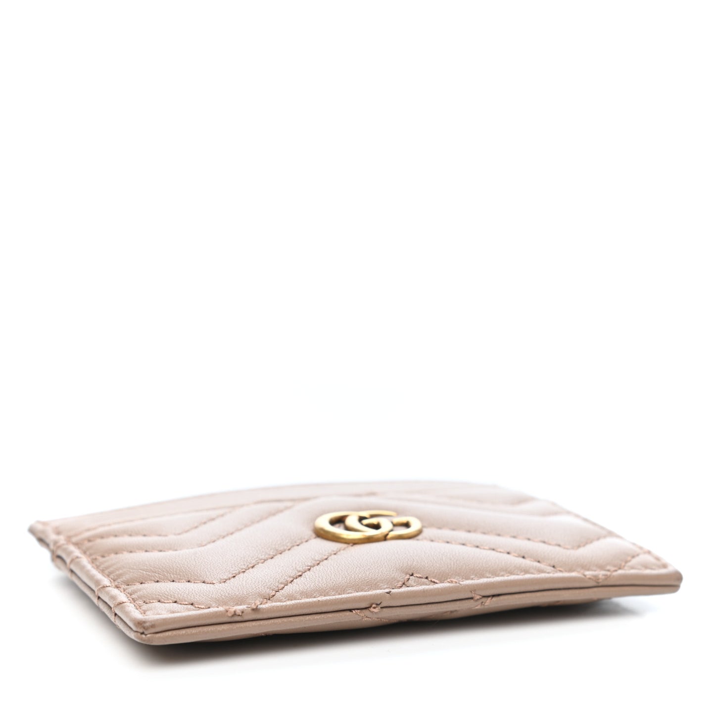 Calfskin Matelasse GG Marmont Card Holder Porcelain Rose