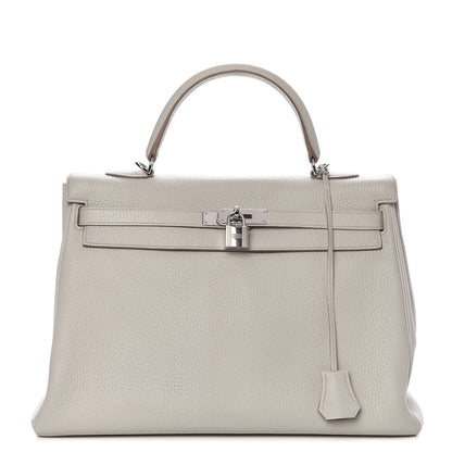Hermes Taurillon Clemence Kelly Retourne 35 Gris Perle 1 of 29