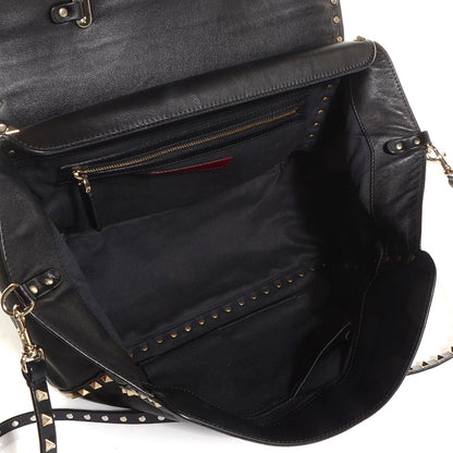 Valentino Garavani Vitello Rockstud Single Handle Flap Tote Black 5 of 9