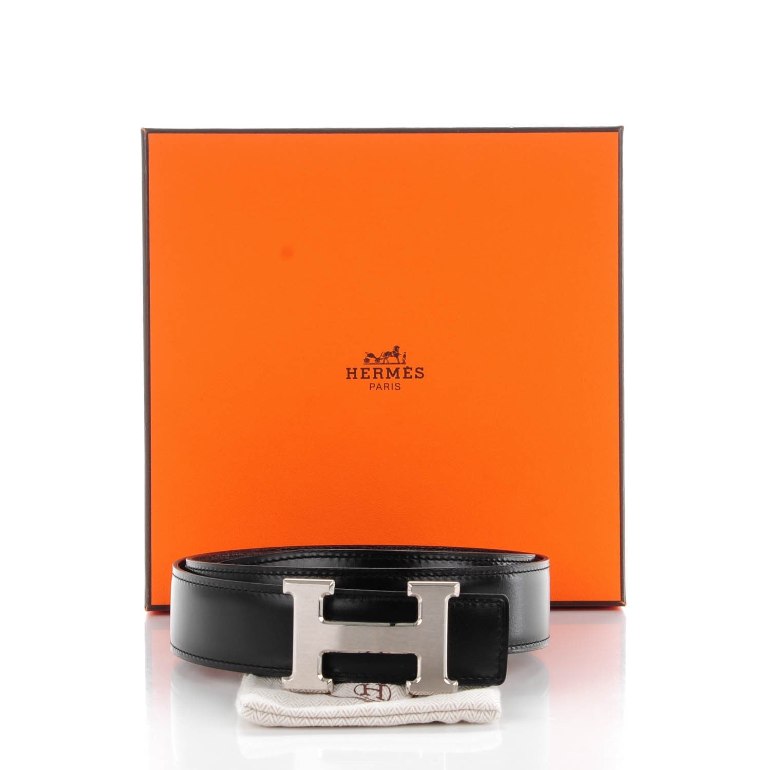 Hermes Box Togo 32mm H Belt 80 Black Chocolate 8 of 8