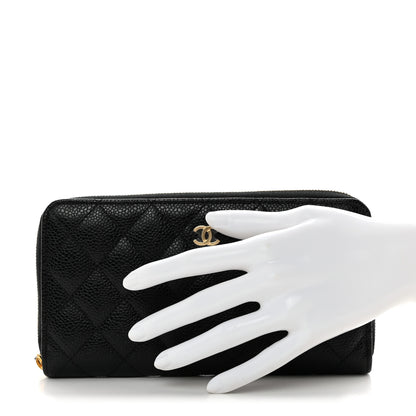 Chanel Caviar Quilted Large Gusset Zip Around Wallet Black 2 of 9
