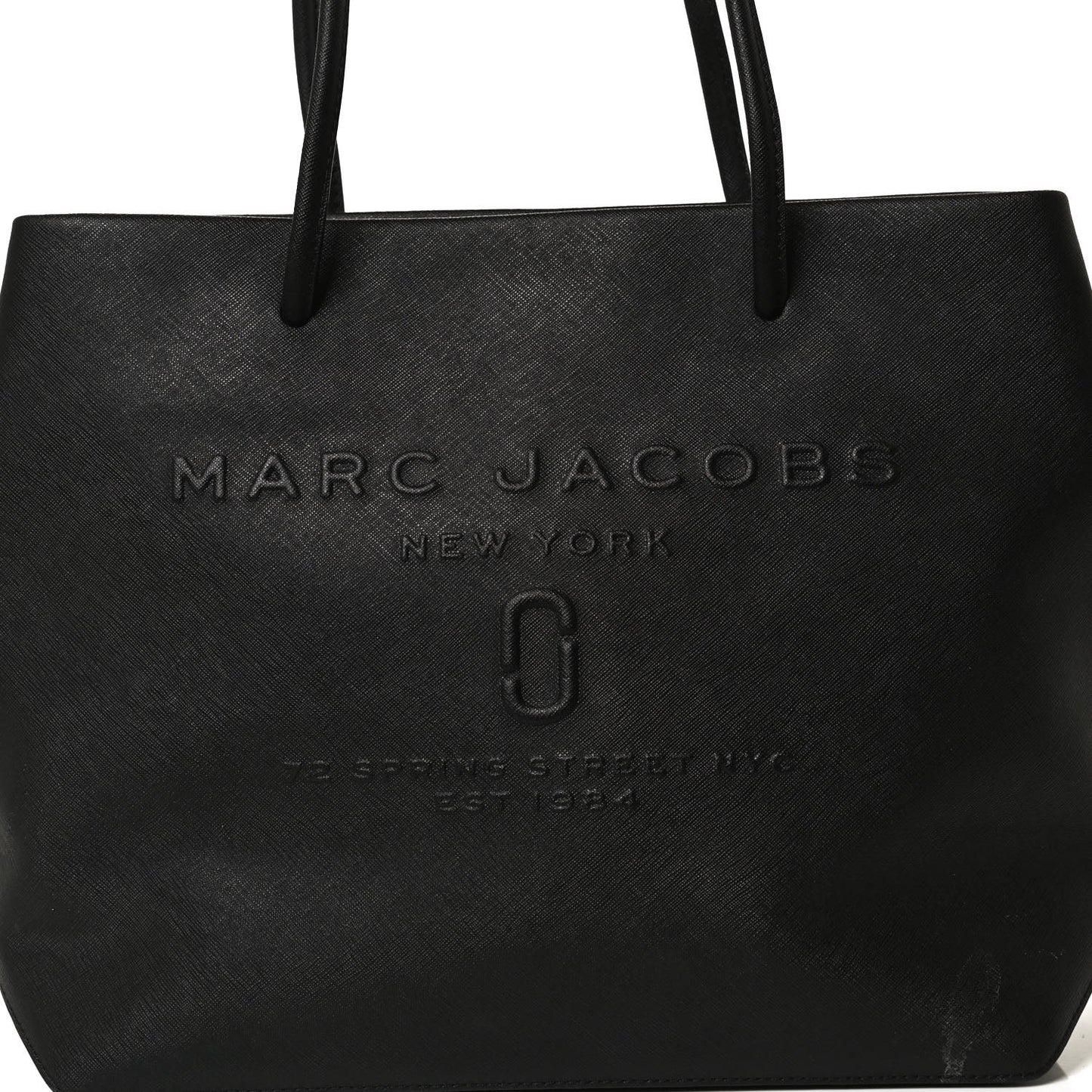 Calfskin Embossed Logo East West Shopper Tote Black