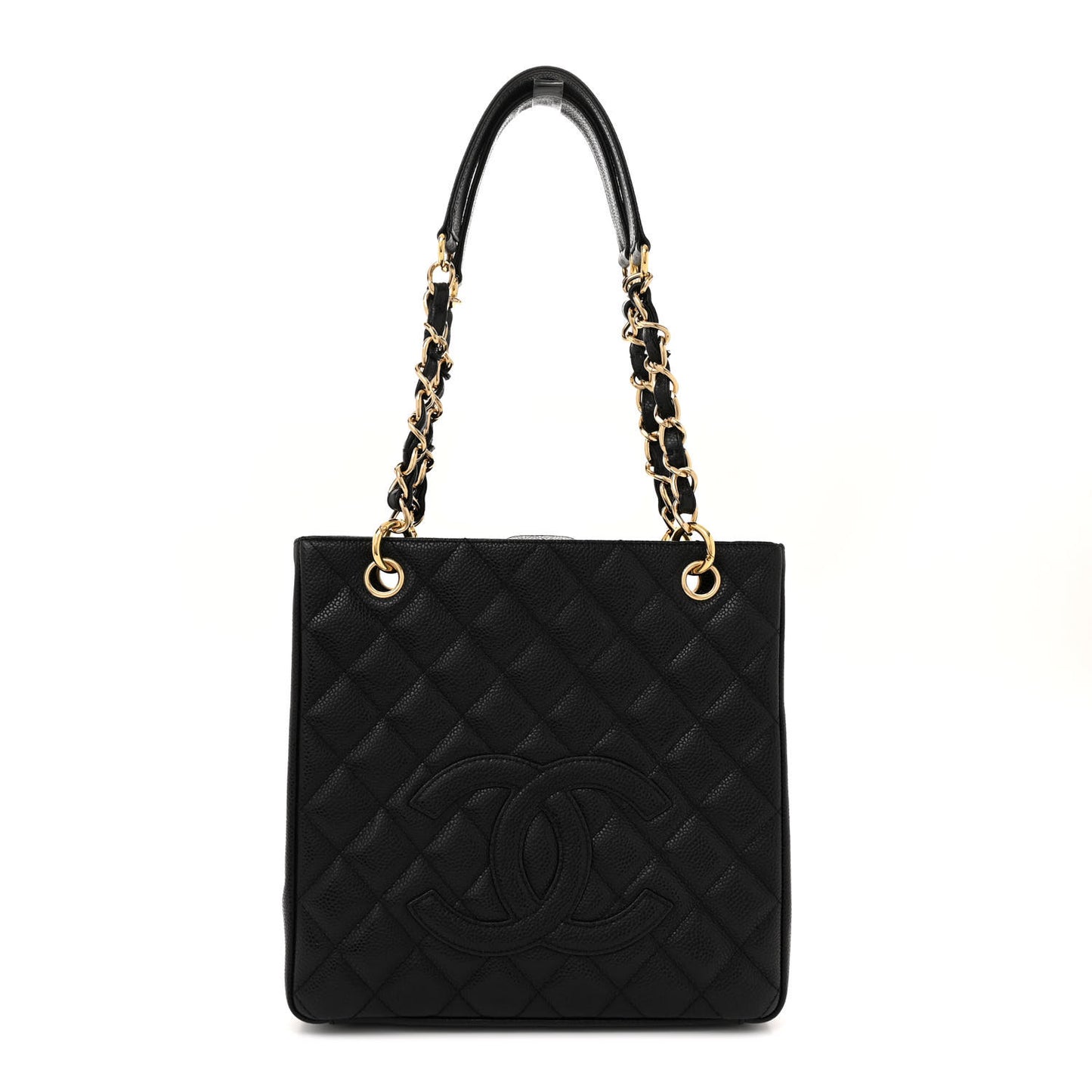 Caviar Quilted Petit Shopping Tote PST Black