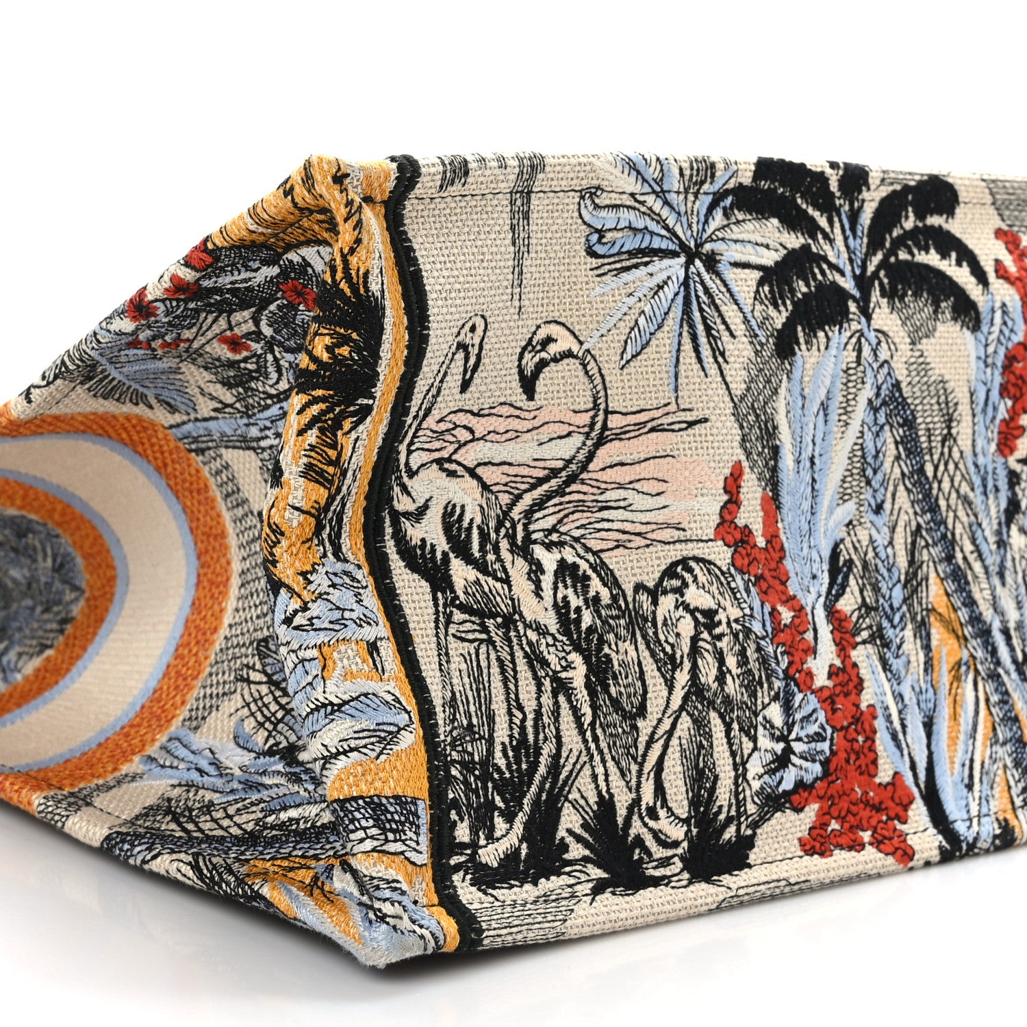 Christian Dior Canvas Embroidered Large Palm Tree Toile De Jouy Book Tote Multicolor 8 of 9