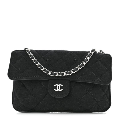 Chanel Jersey Fabric Quilted Foldable Tote With Chain Black Multicolor 3 of 18