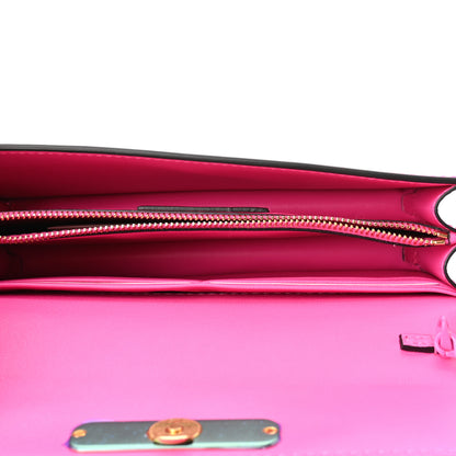 Valentino Garavani Patent Monochrome Vlogo Plaque Fold Over Wallet On Chain Pink PP 5 of 9
