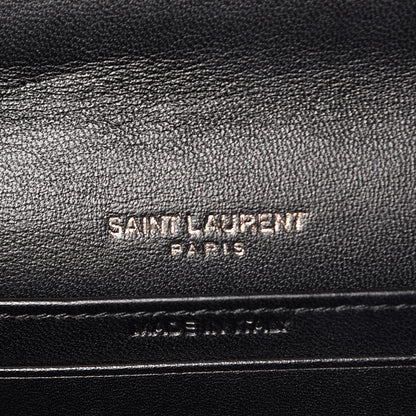 Saint Laurent Snakeskin Two Tone Monogram Toy Kate Strap Wallet Black Fuchsia 6 of 7