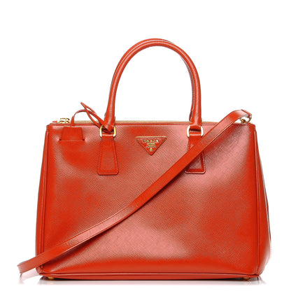 Prada Saffiano Vernice Medium Galleria Double Zip Tote Papaya 1 of 9