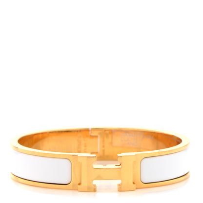 Hermes Enamel Narrow Clic Clac H Bracelet PM White 1 of 5