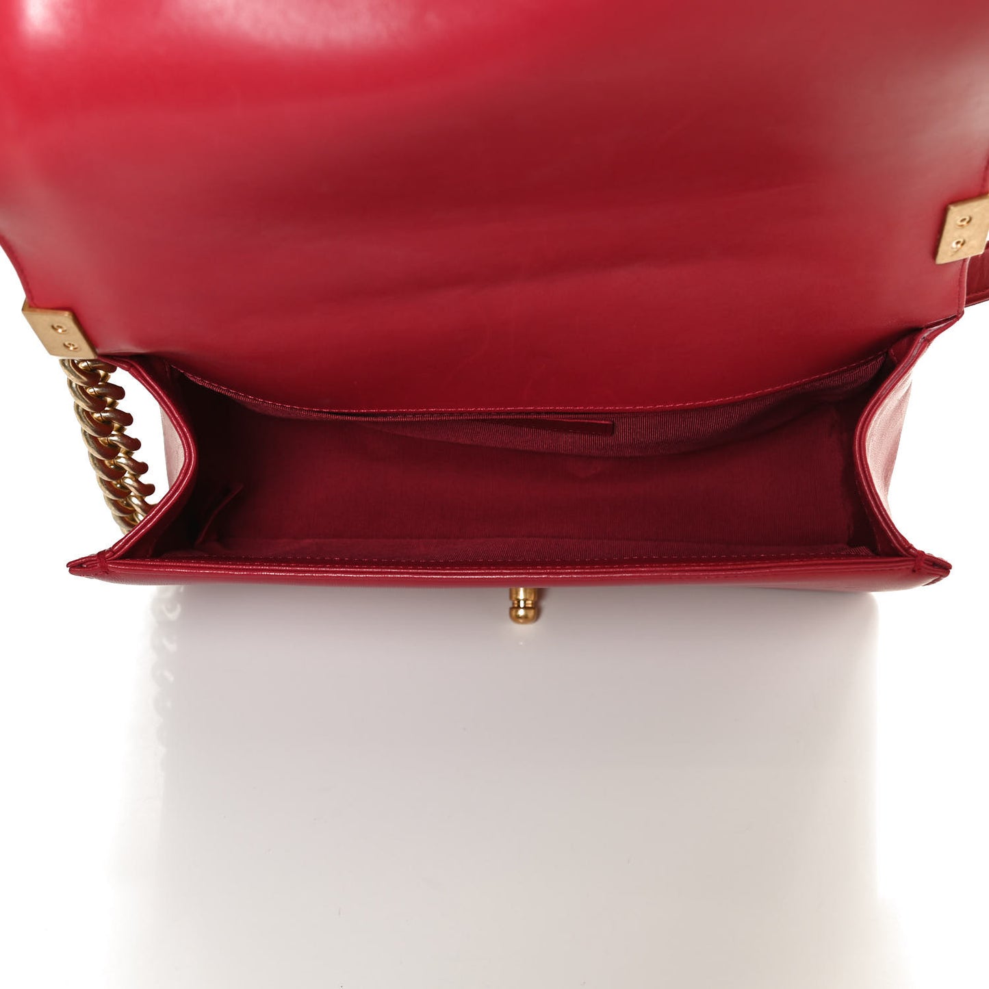Lambskin Quilted Medium Boy Flap Red