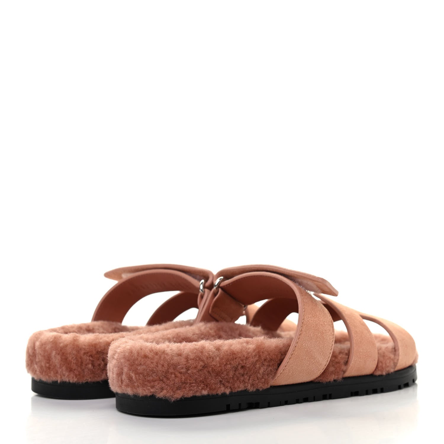 Hermes Suede Goatskin Woolskin Womens Chypre Sandals 36.5 Rose Aube 4 of 8