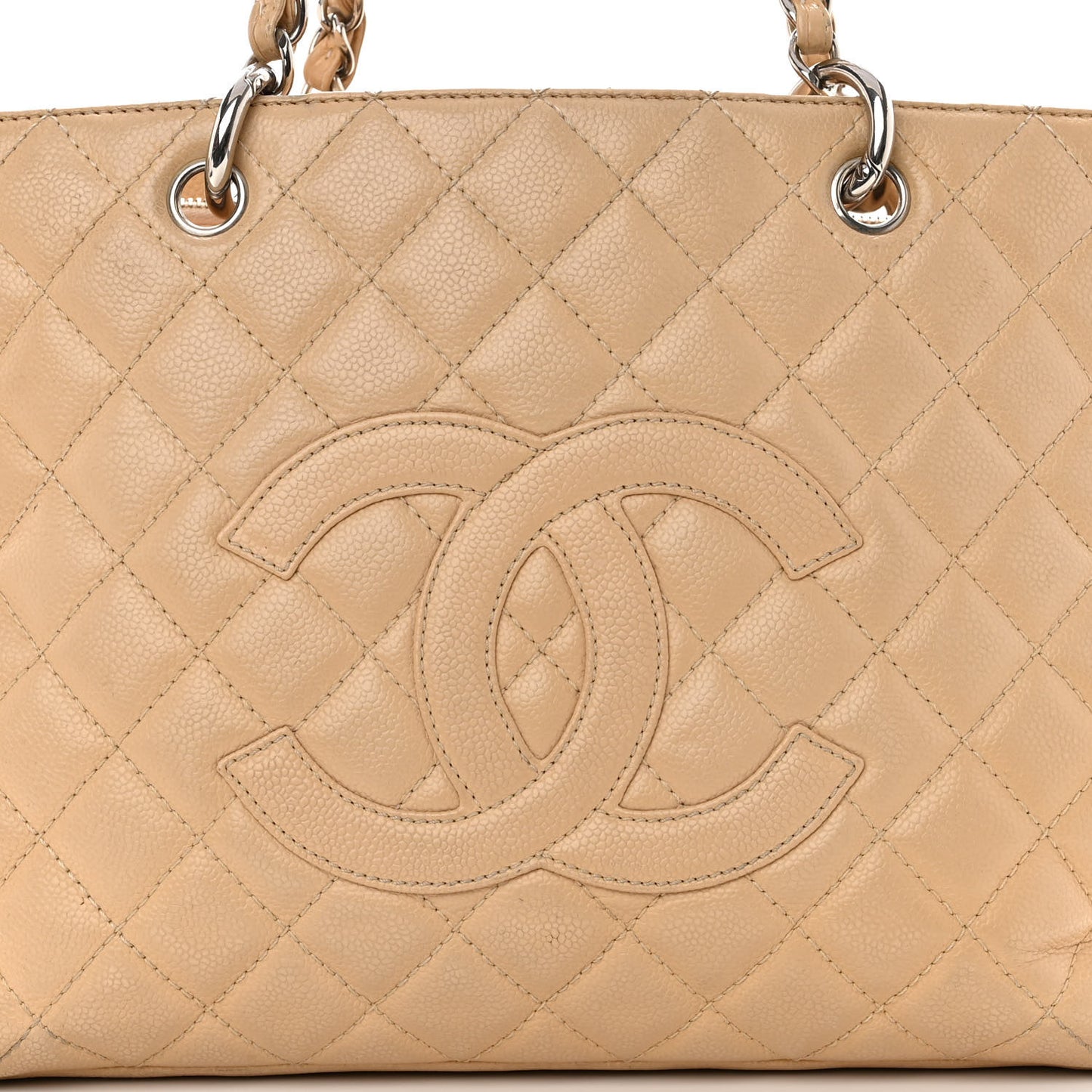 Caviar Quilted Grand Shopping Tote GST Beige