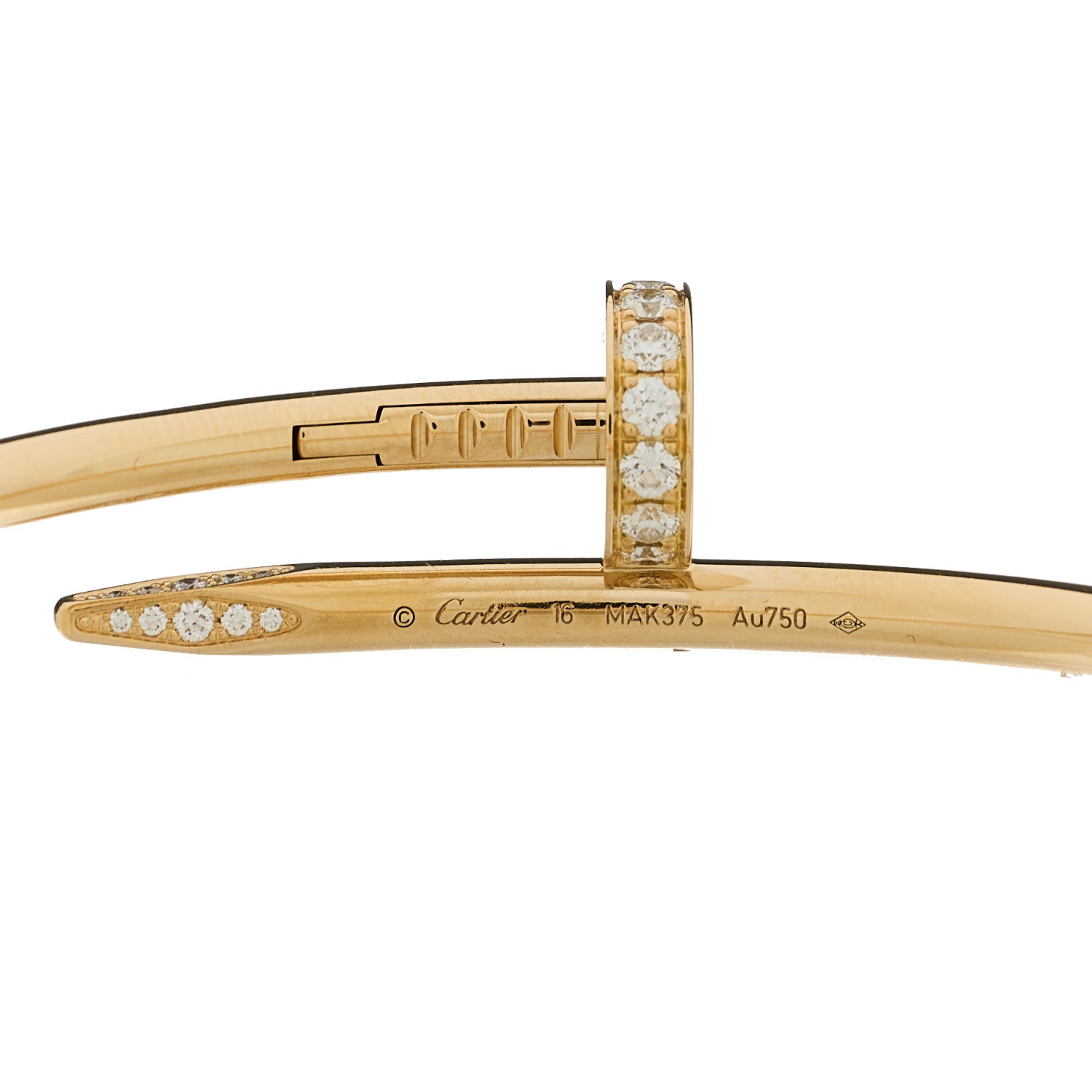 Cartier 18K Yellow Gold Diamond Juste Un Clou Bracelet 16 4 of 4