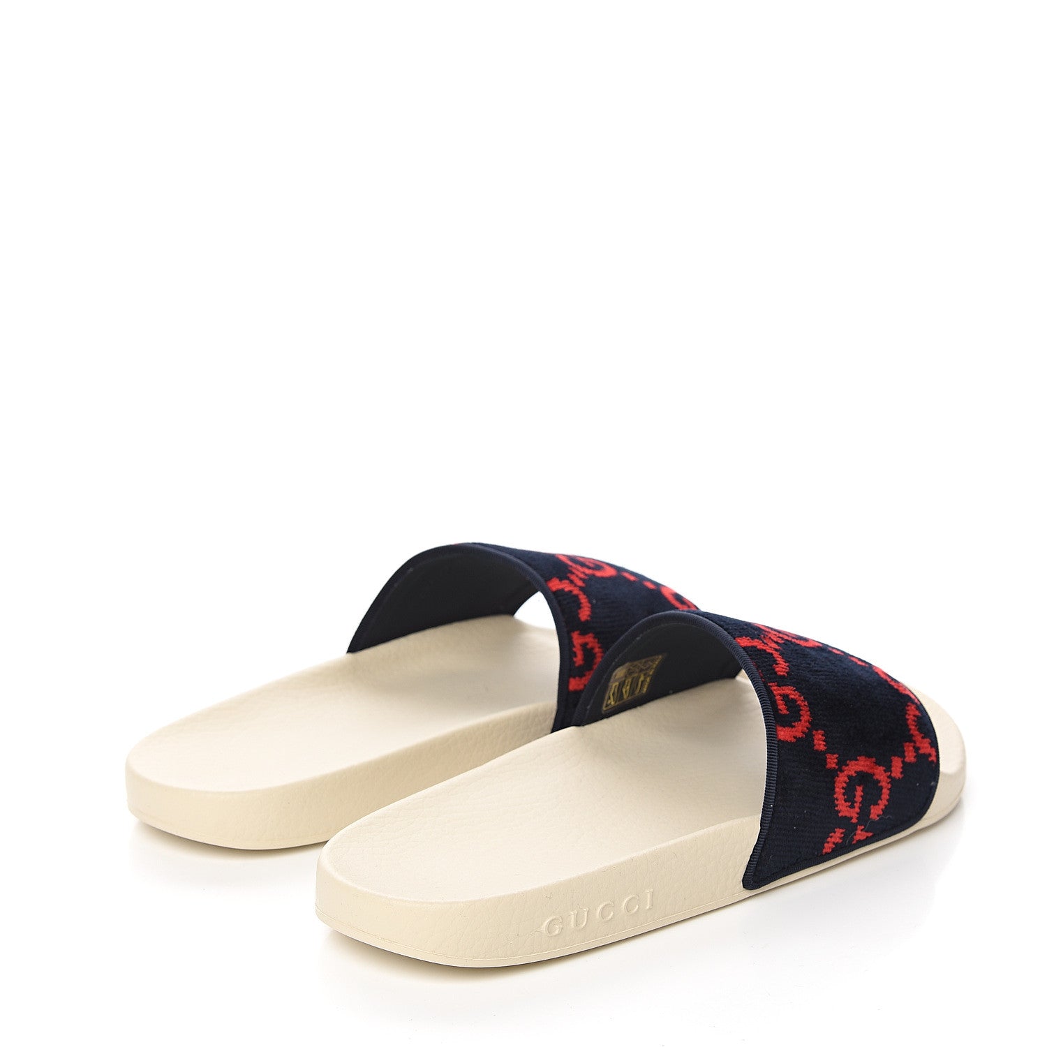 Gucci Terry Cloth GG Monogram Slide Sandals 40 Blue Red 4 of 9