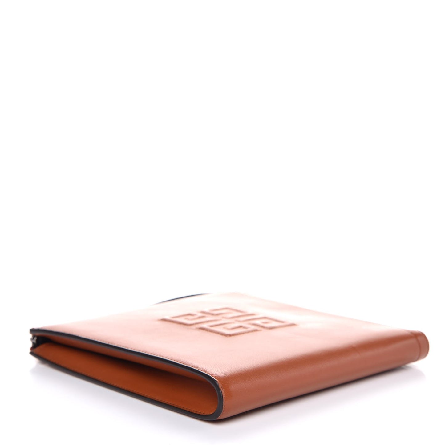 Lambskin Square Emblem Wristlet Brown