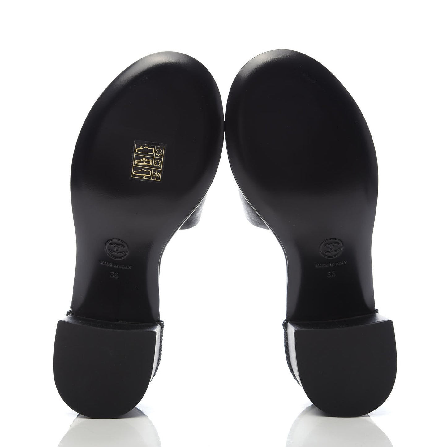 Lambskin CC Braided Mules 36 Black