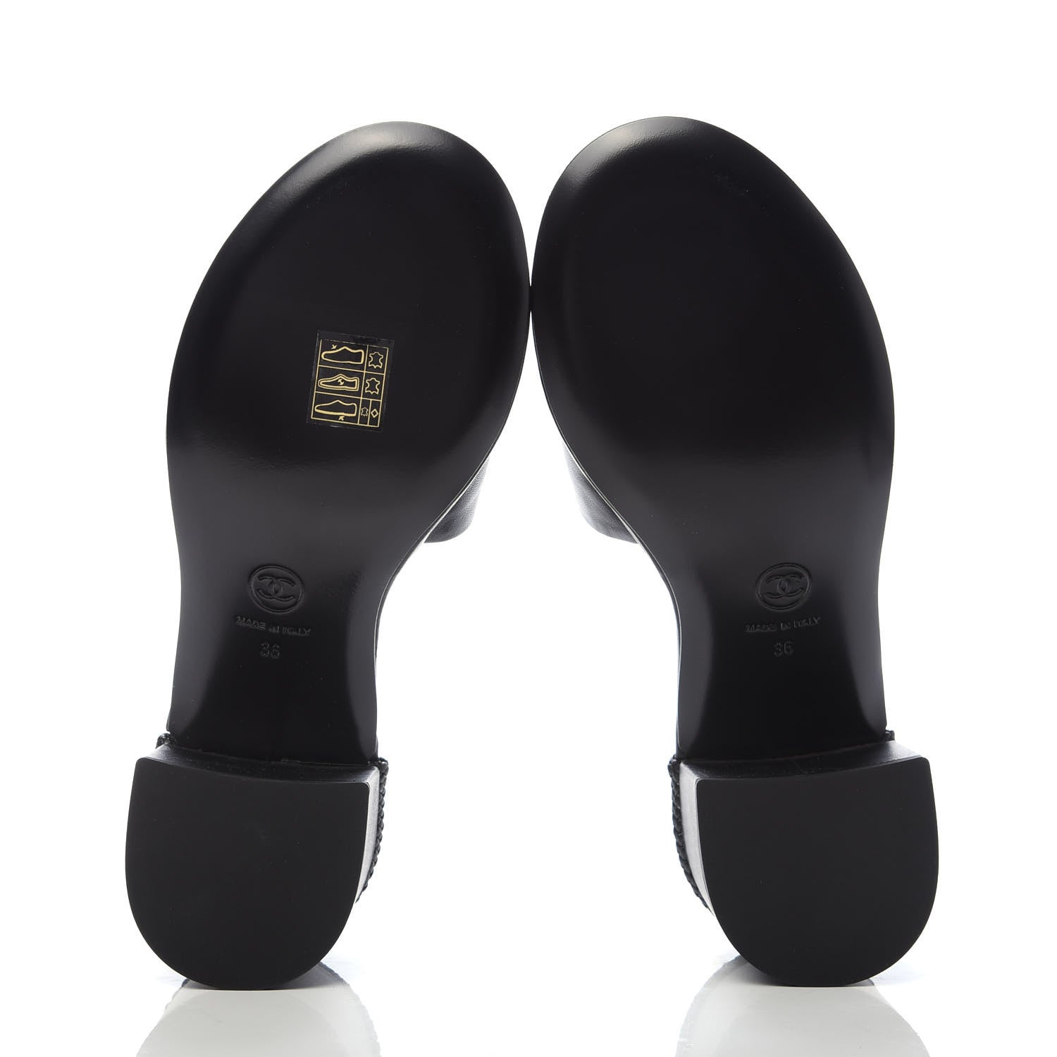 Chanel Lambskin CC Braided Mules 36 Black 5 of 9