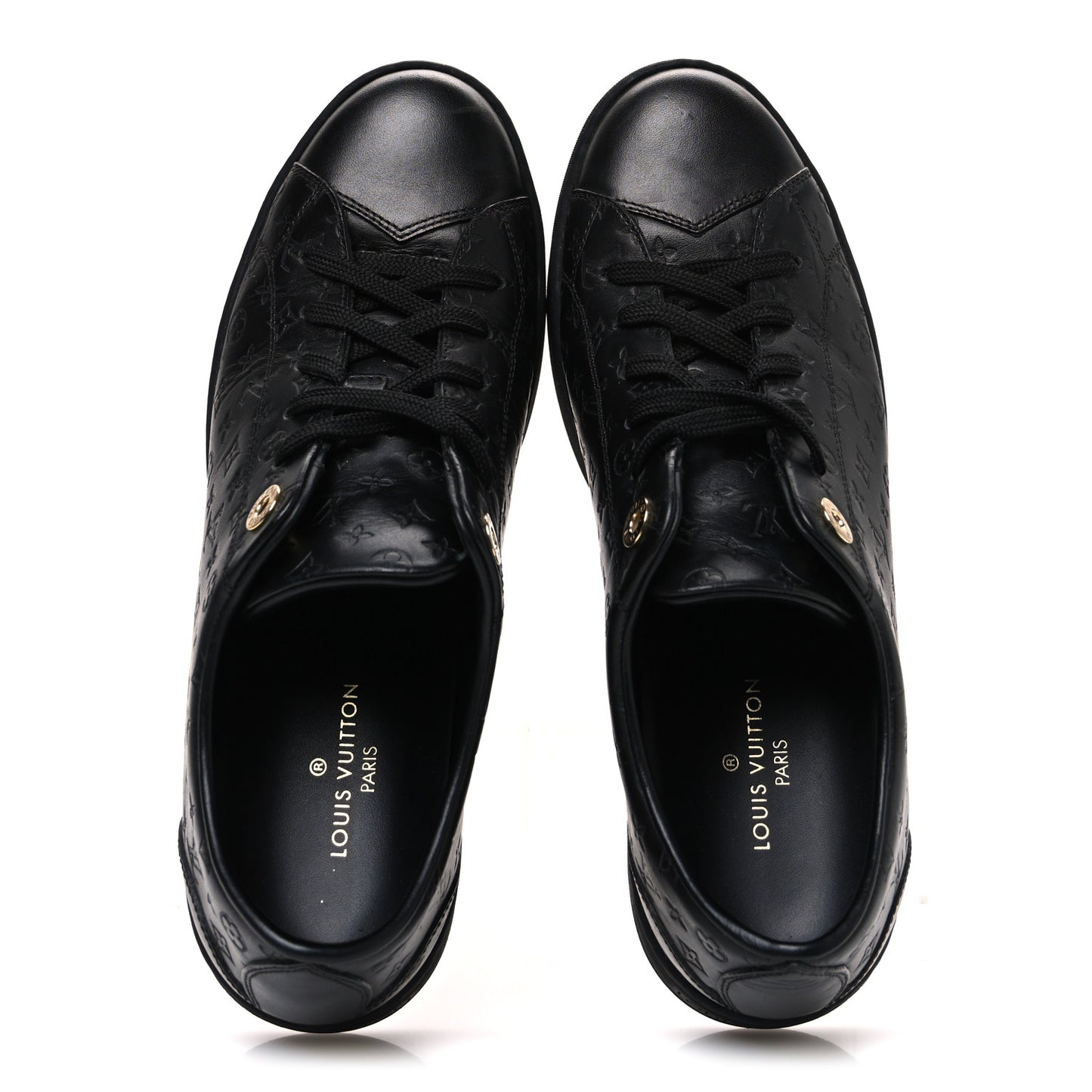 Calfskin Embossed Monogram Mens Luxembourg Sneakers 36 Black