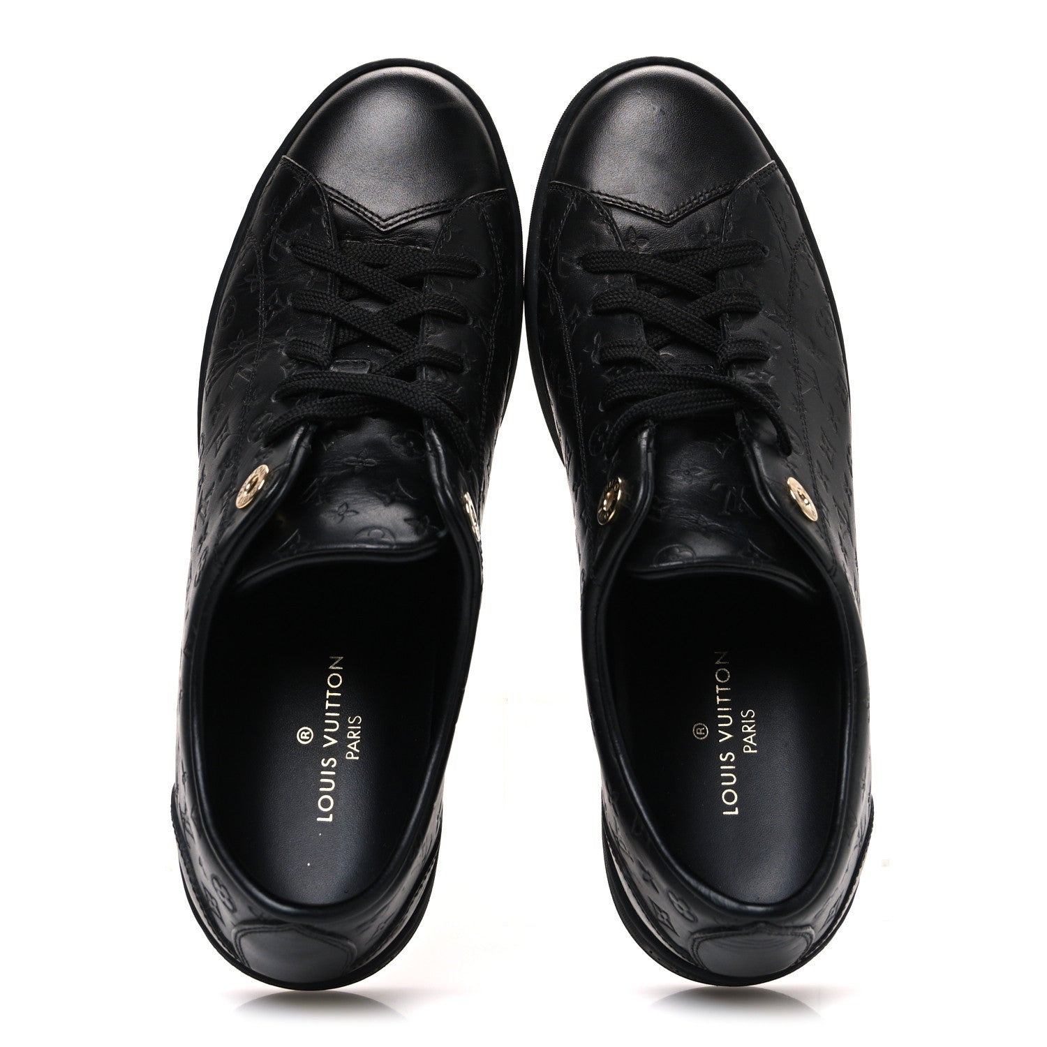 Louis Vuitton Calfskin Embossed Monogram Mens Luxembourg Sneakers 36 Black 2 of 10