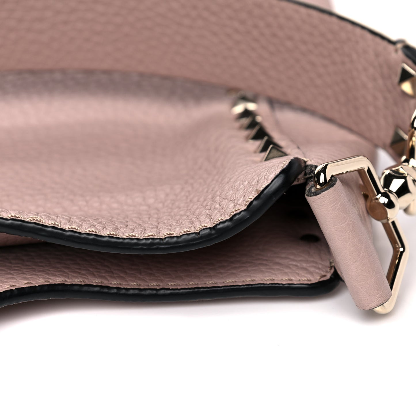 Pebbled Calfskin Small Rockstud Flip-Lock Messenger Bag Poudre