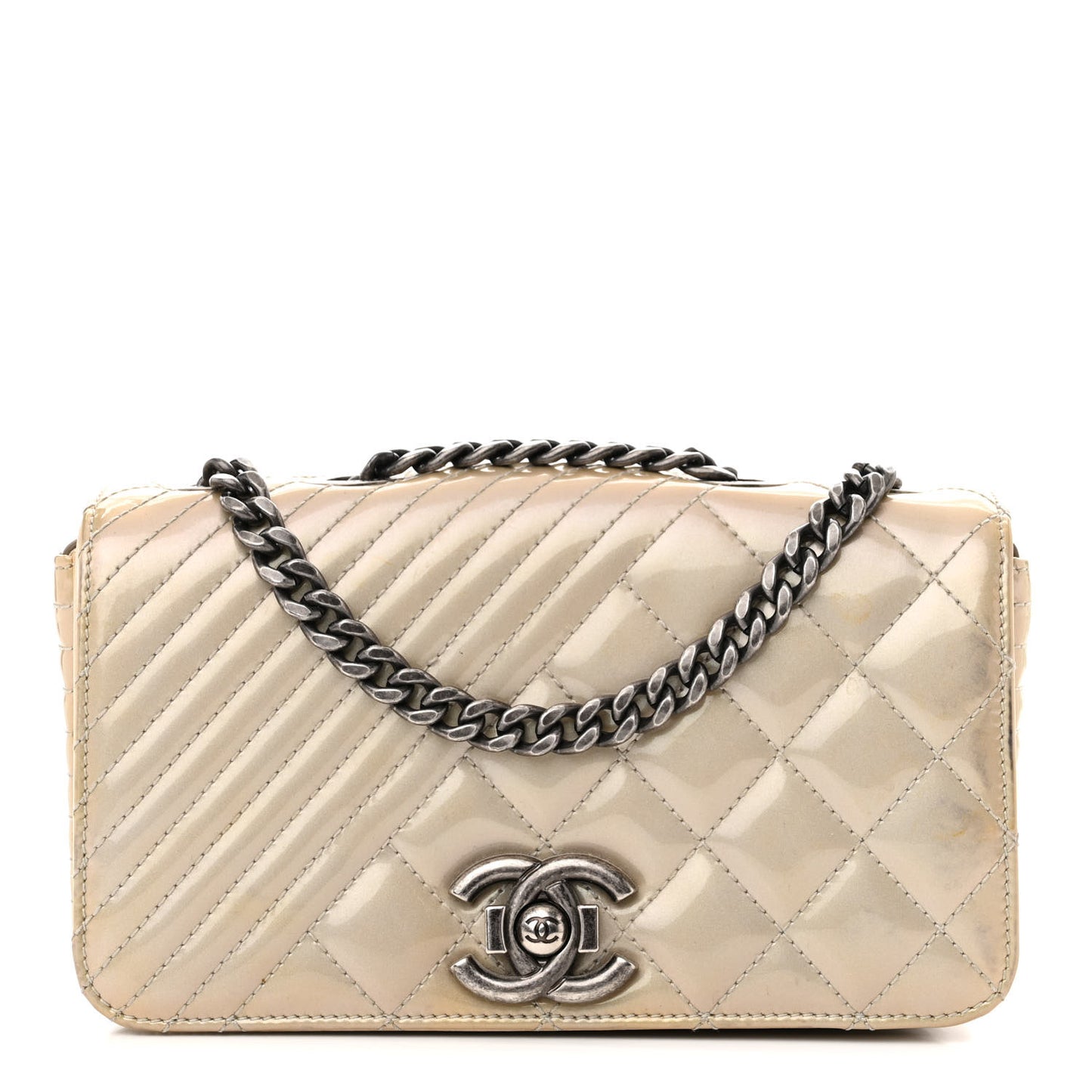 Patent Quilted Small Coco Boy Flap Light Gold
