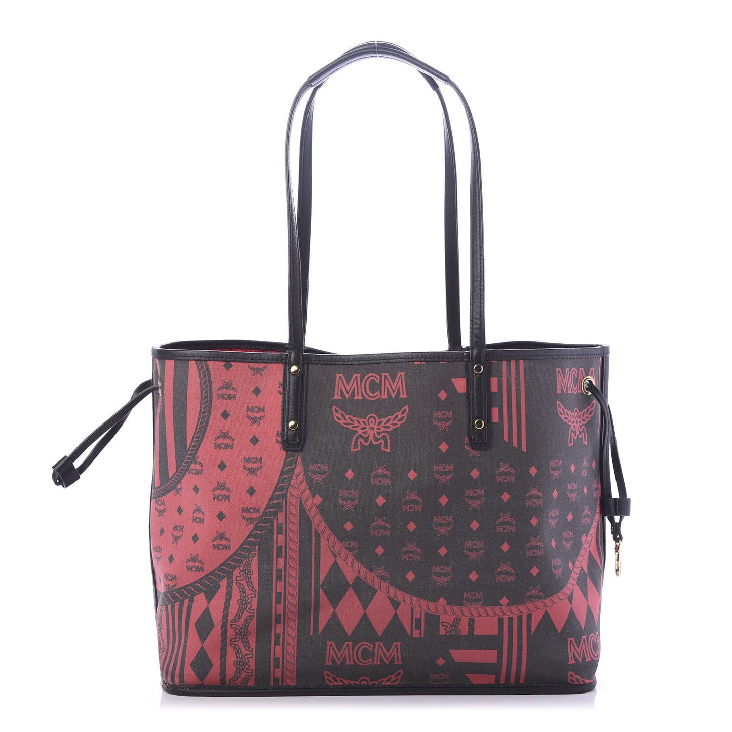Visetos Medium Project Reversible Shopper Tote Ruby Red Black