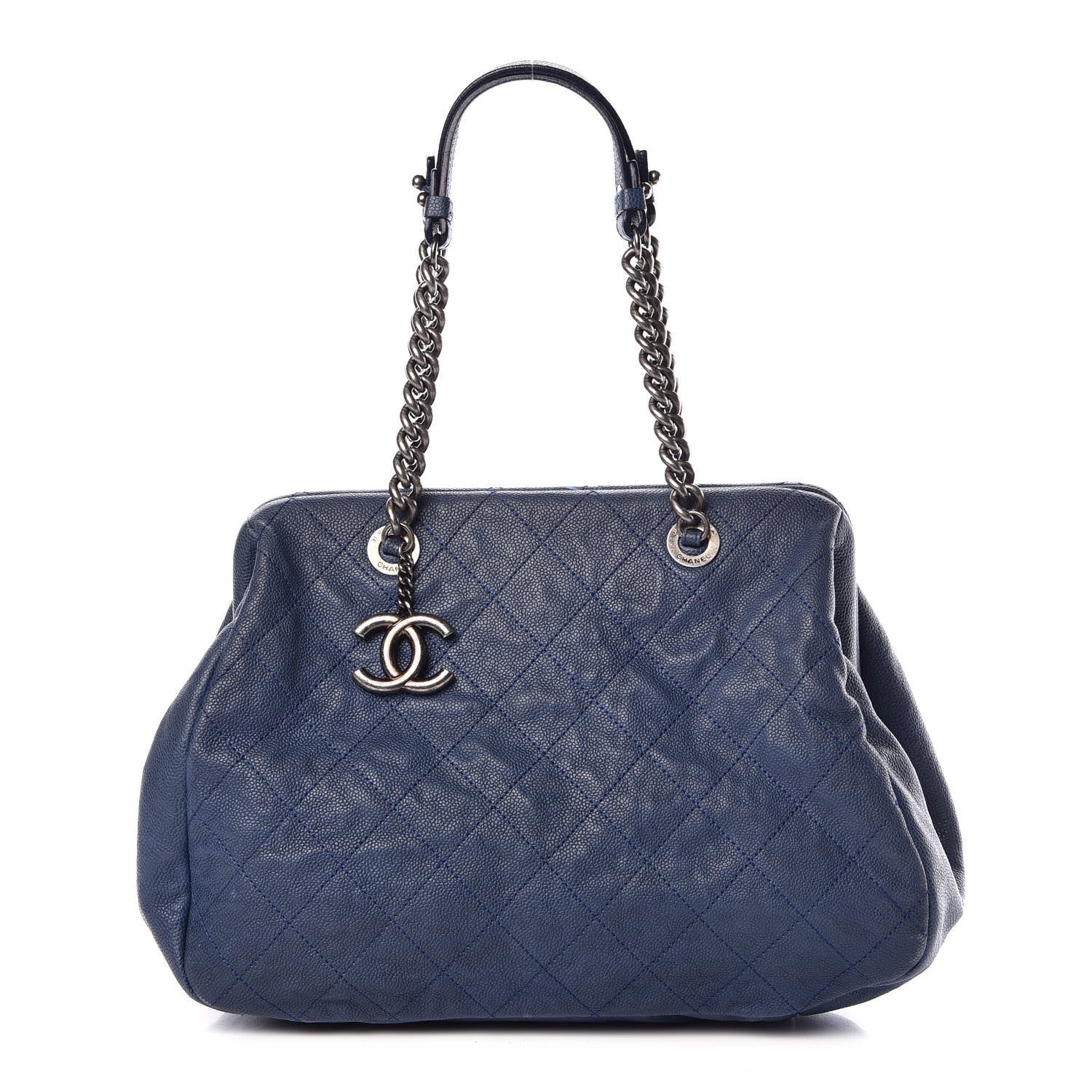 Chanel Caviar Quilted Framed Bowling Bag Blue 1 of 9