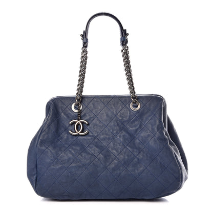Chanel Caviar Quilted Framed Bowling Bag Blue 1 of 9