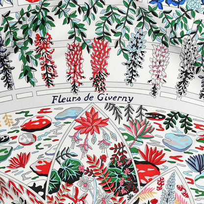 Hermes Silk Fleurs De Giverny Scarf 90 White Rouge Bleu 2 of 6