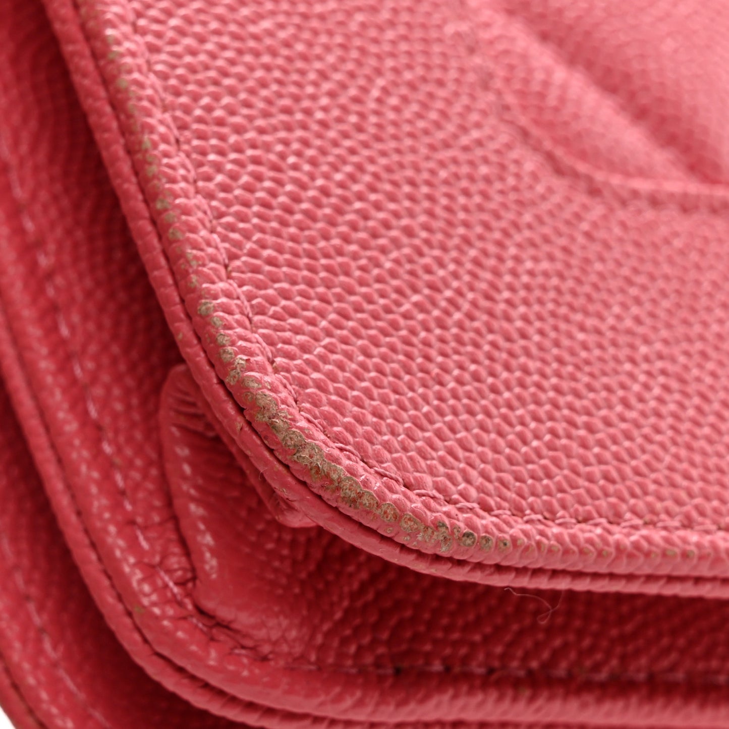 Caviar Quilted Vintage Mademoiselle Wallet On Chain WOC Dark Pink