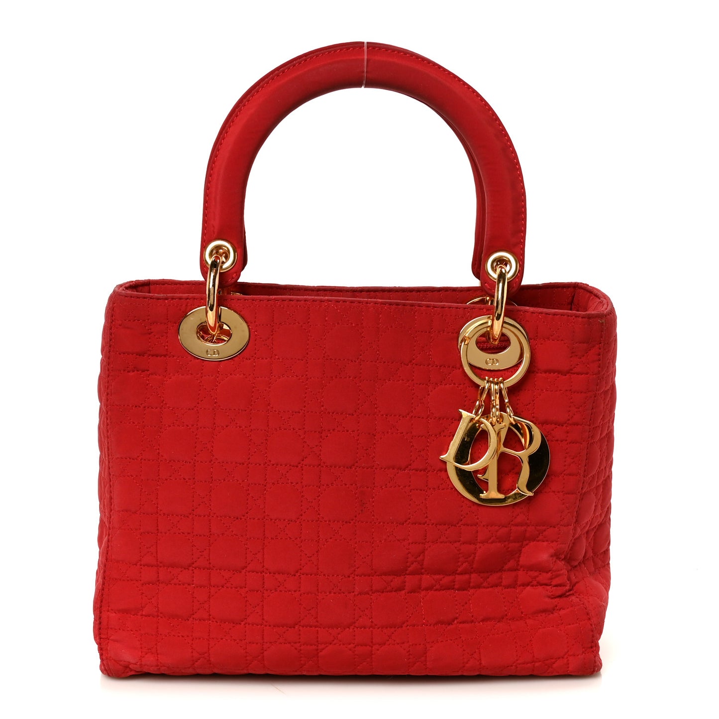 Nylon Cannage Medium Lady Dior Red