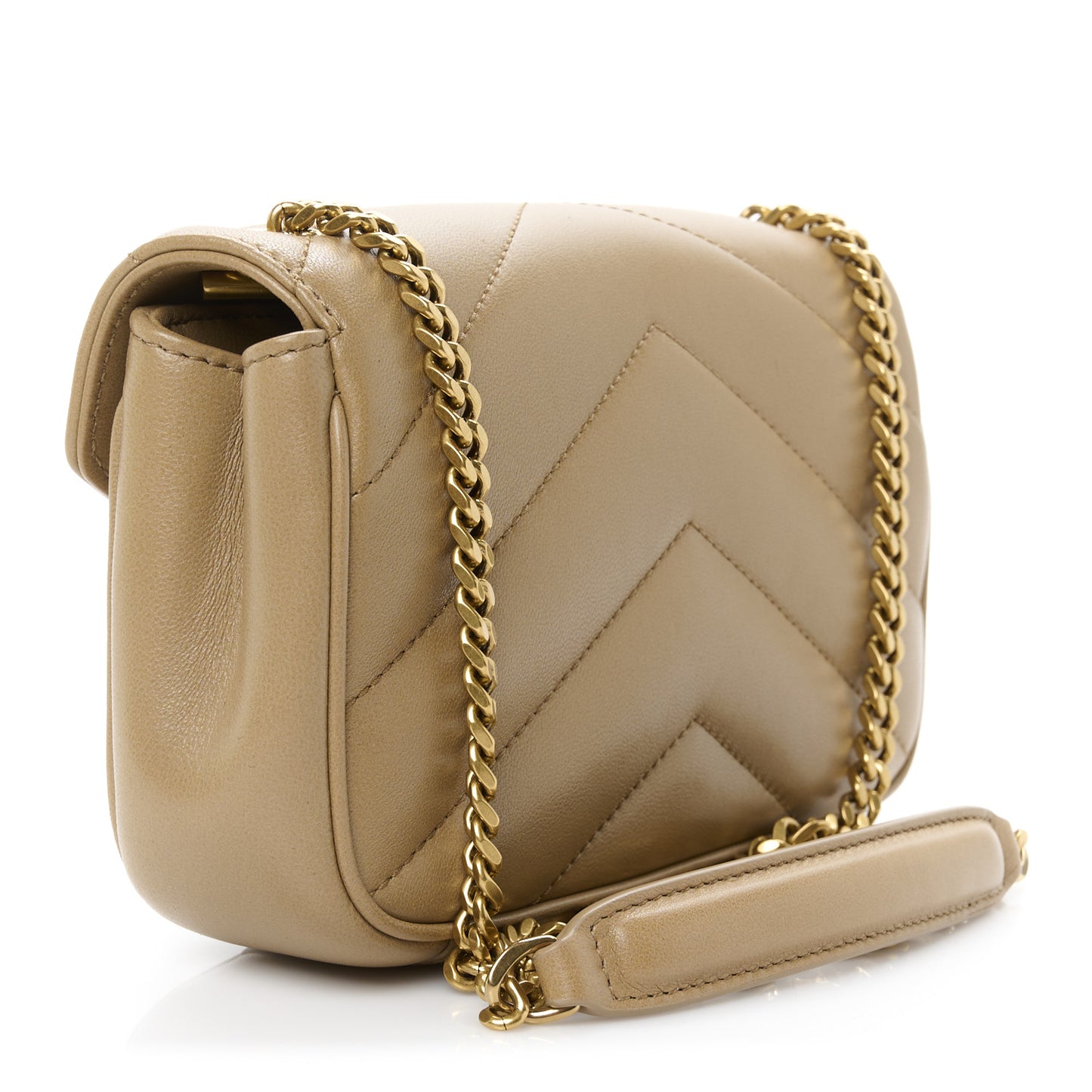 Lambskin Chevron Quilted Mini Loulou Natural Tan