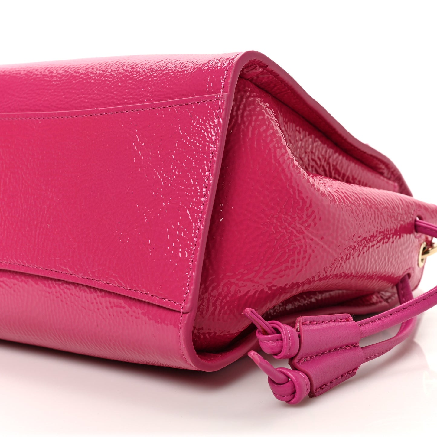 Spongy Patent Calfskin Small Iris Tote Grey Pink