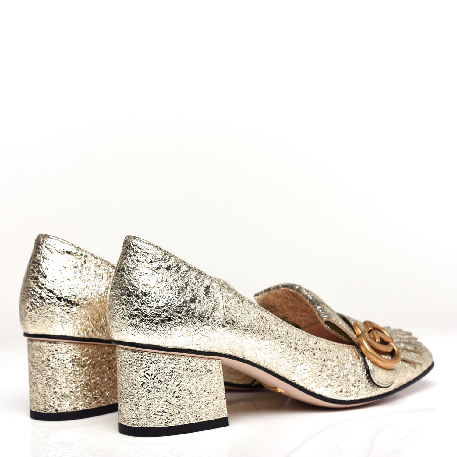 Gucci Galassia GG Marmont Fringe 50mm Loafer Pumps 36.5 Platino 4 of 10