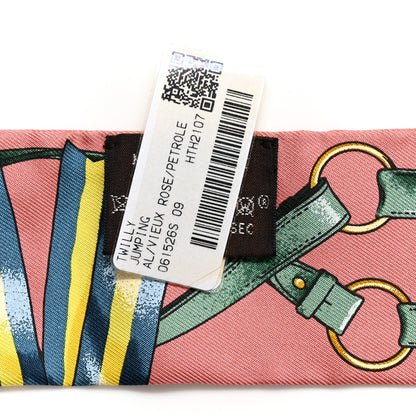 Hermes Silk Jumping Twilly Vieux Rose Petrole 3 of 4
