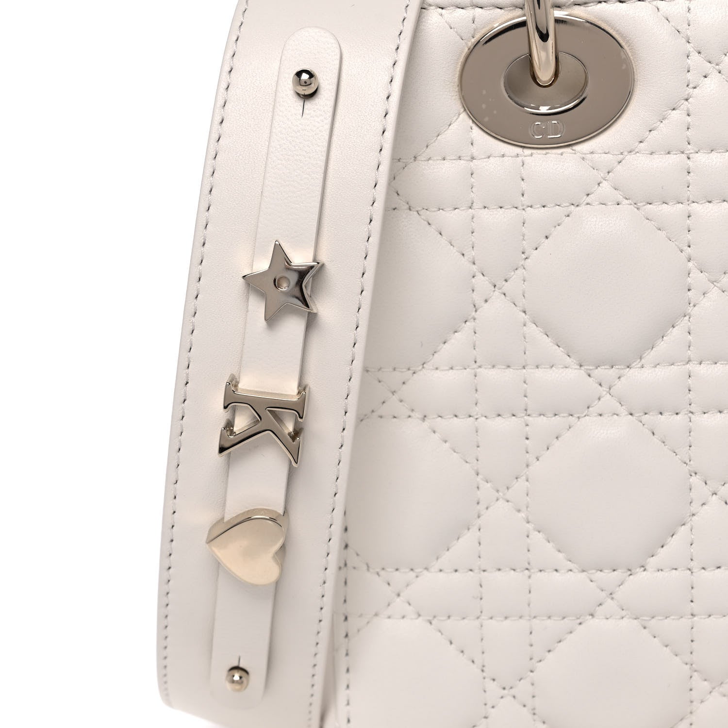 Christian Dior Lambskin Cannage Small My ABCDior Lady Dior White 9 of 12