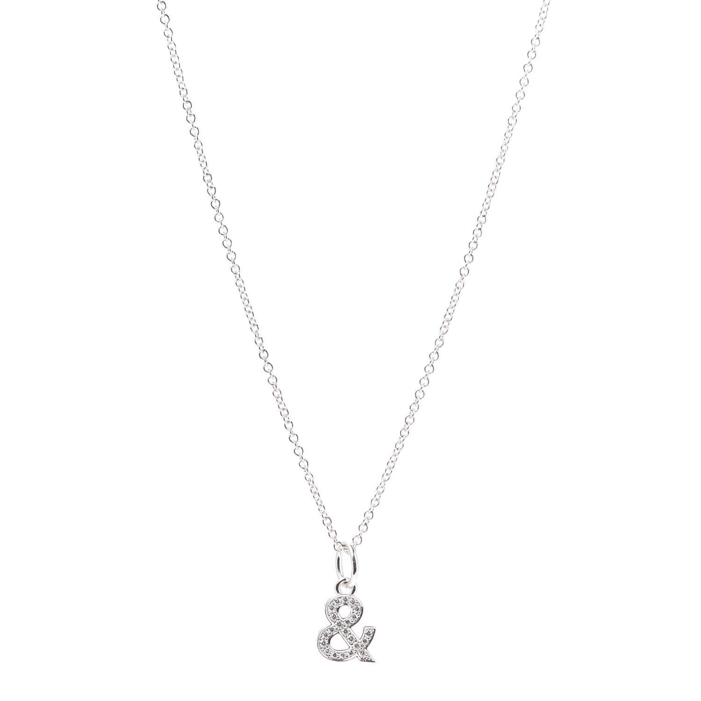 18K White Gold Diamond Small Ampersand Pendant Necklace
