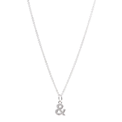 Tiffany 18K White Gold Diamond Small Ampersand Pendant Necklace 1 of 6