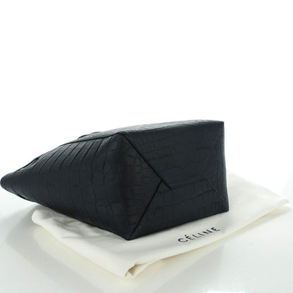 Celine Nubuck Crocodile Embossed Medium Belt Cabas Phantom Navy Blue 4 of 7