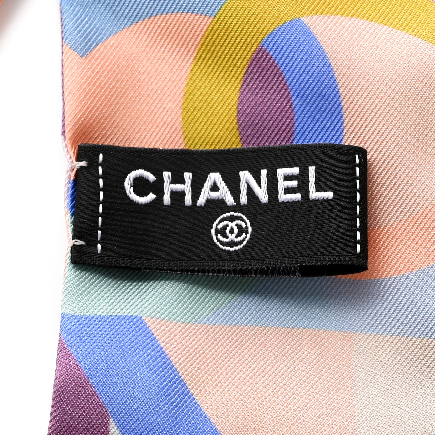 Chanel Silk CC Slim Bandeau Blue Light Green Yellow 3 of 7
