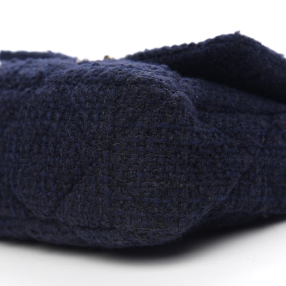 Chanel Tweed Quilted Large 19 Flap Navy Blue 9 of 10