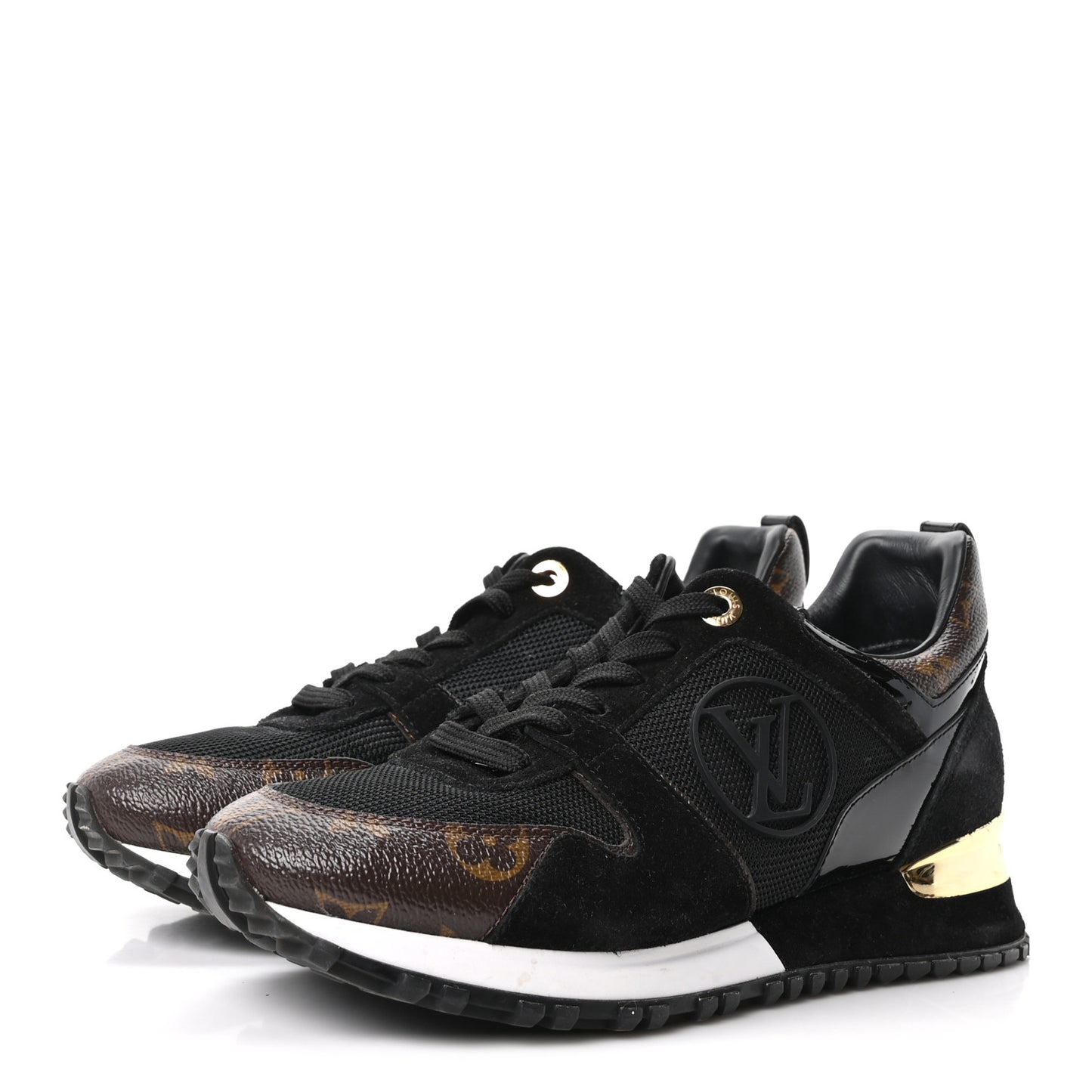 Suede Monogram Run Away Sneakers 37 Black