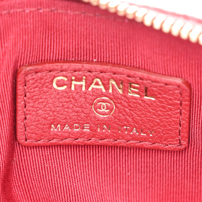 Chanel Sheepskin Quilted Small Vintage Mademoiselle Cosmetic Case Red 6 of 9